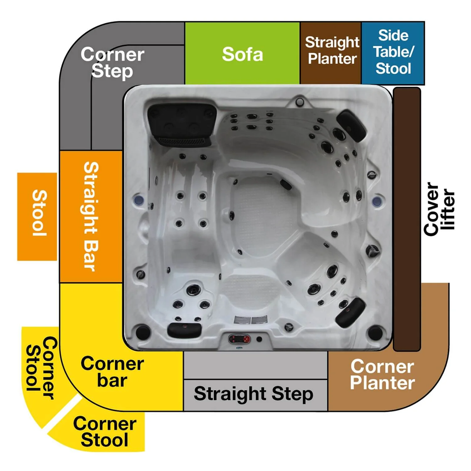 Canadian Spa Rattan Square Spa Step For 79in Hot Tub 4 Canadian Spa Rattan Square Spa Step For 79in Hot Tub - Image 2