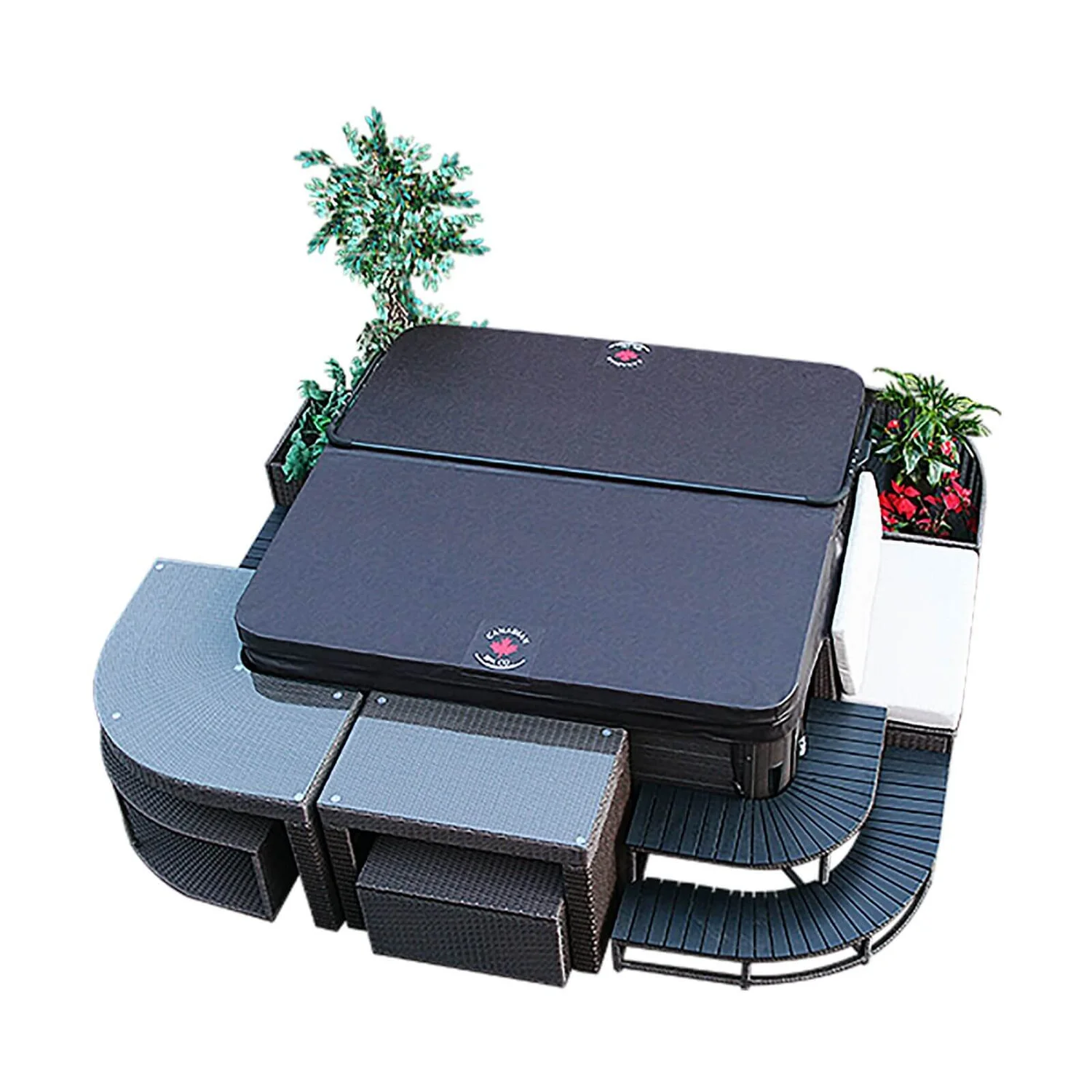 Canadian Spa Rattan Square Spa Step For 86in Hot Tub 9 Canadian Spa Rattan Square Spa Step For 86in Hot Tub - Image 7