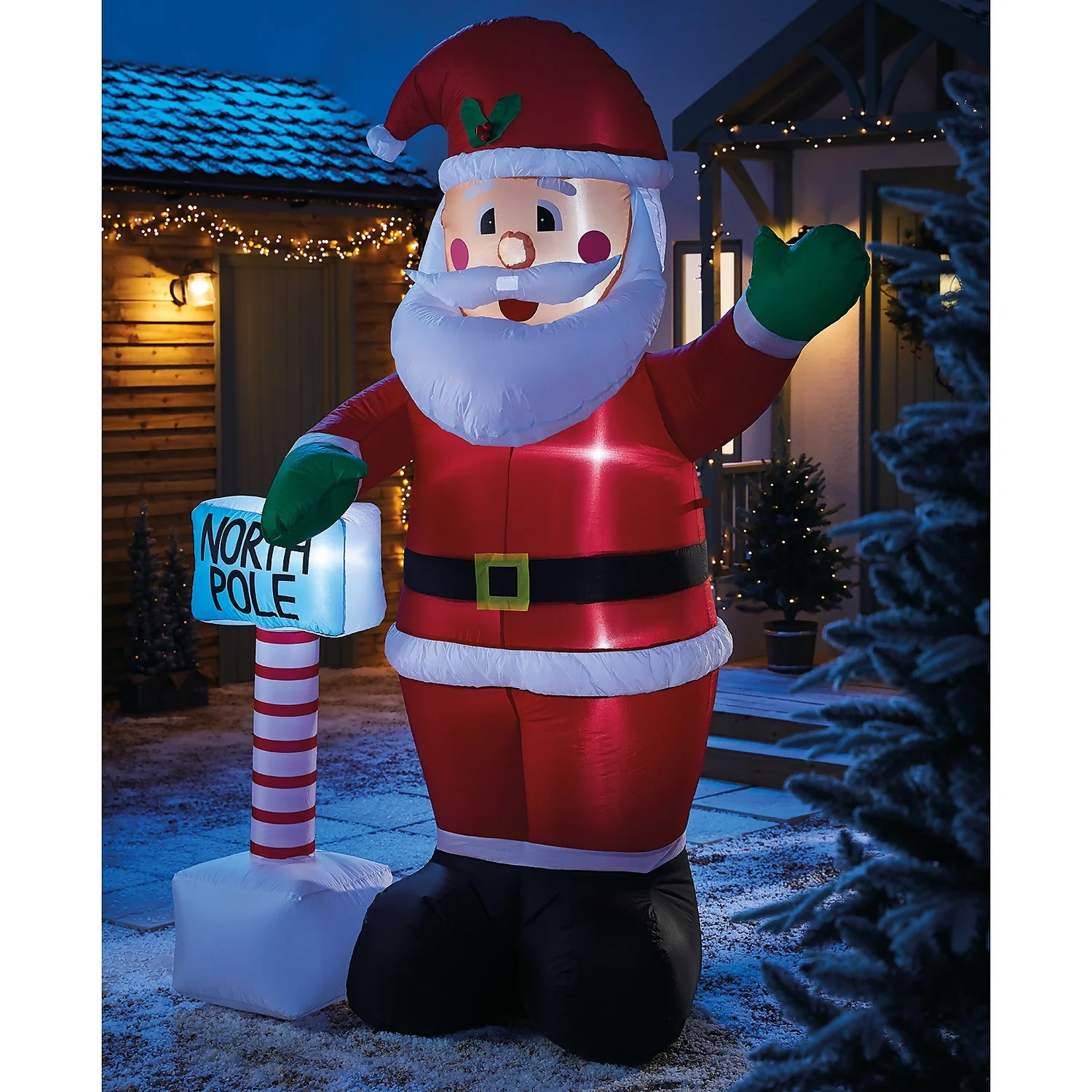 8ft Santa With North Pole Sign Christmas Inflatable 3 8ft Santa With North Pole Sign Christmas Inflatable