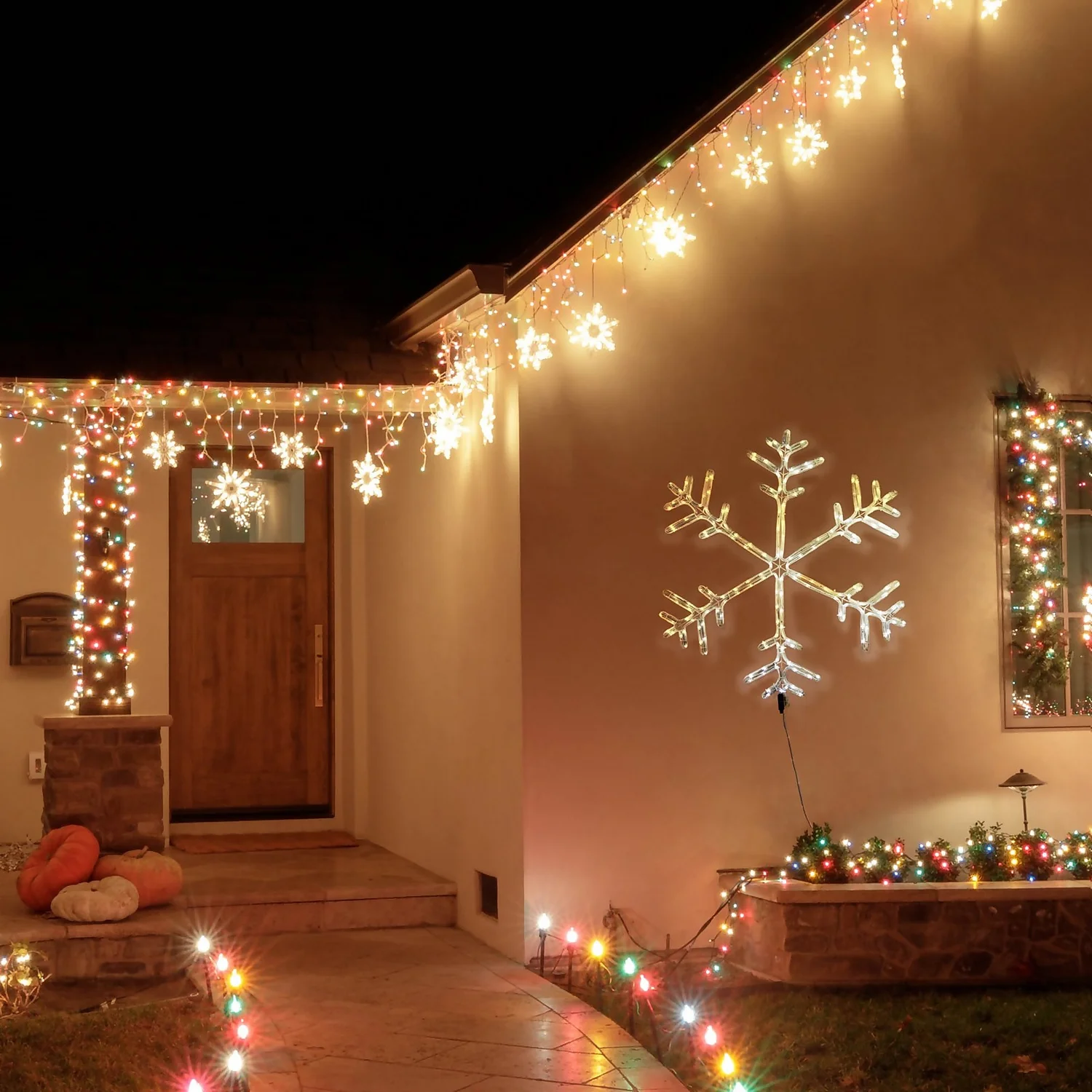 Snowflake Bright White Flashing LED Outdoor Christmas Light Decoration - 80cm 4 Snowflake Bright White Flashing LED Outdoor Christmas Light Decoration - 80cm - Image 2