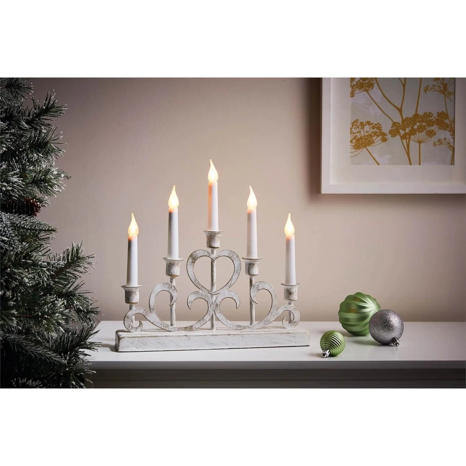 5 LED Metal Scroll Christmas Candle Bridge (Battery Operated) 3 5 LED Metal Scroll Christmas Candle Bridge (Battery Operated)