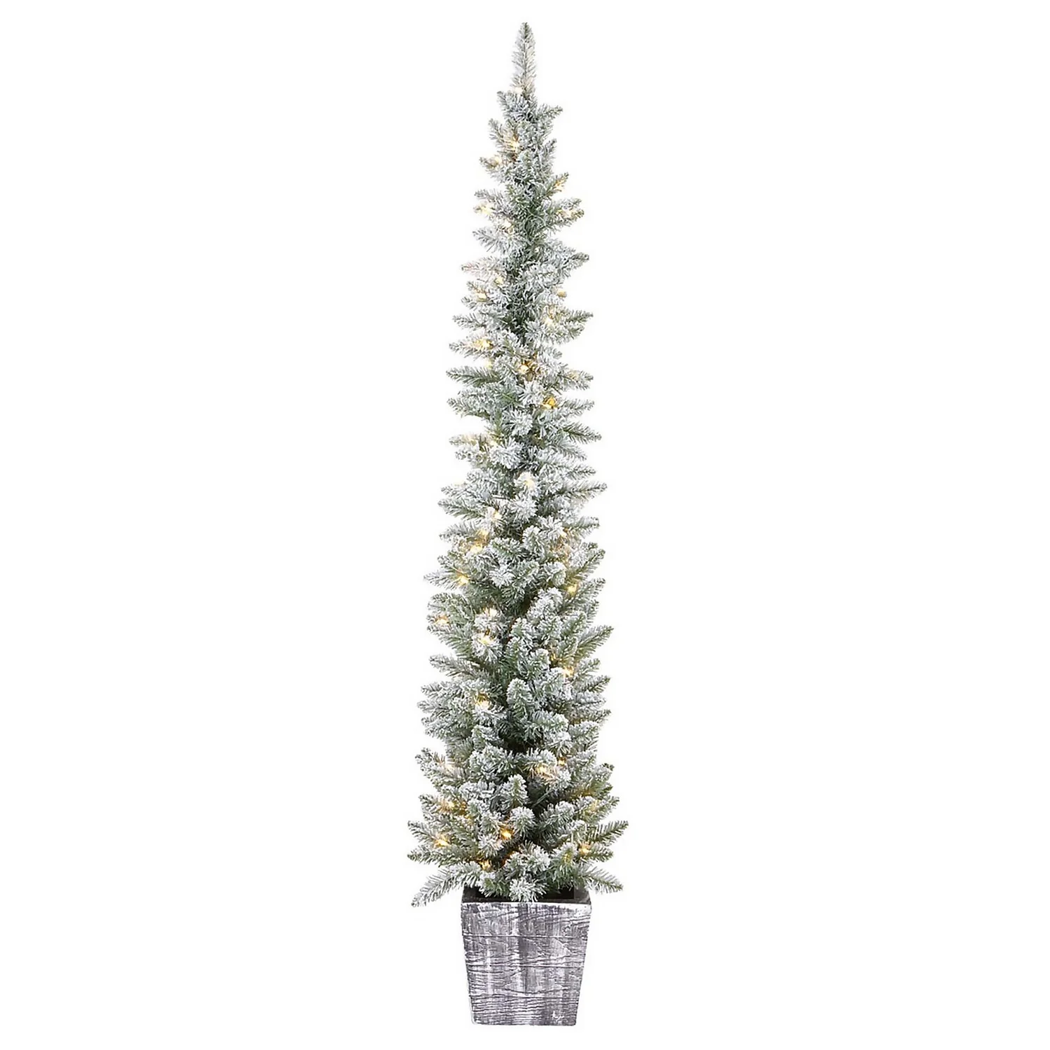6ft Slim Flocked Pre-lit Potted Christmas Tree 3 6ft Slim Flocked Pre-lit Potted Christmas Tree