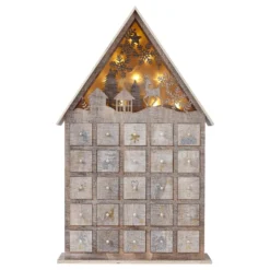 Wooden Light Up Christmas Advent Calendar House (Battery Operated)