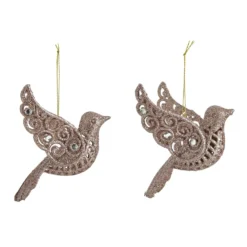 Pink Blush Glitter Bird Hanging Christmas Tree Decorations - Pack Of 2 5 Pink Blush Glitter Bird Hanging Christmas Tree Decorations - Pack Of 2 -NON Outdoor Shop 12840030 2064831883781045