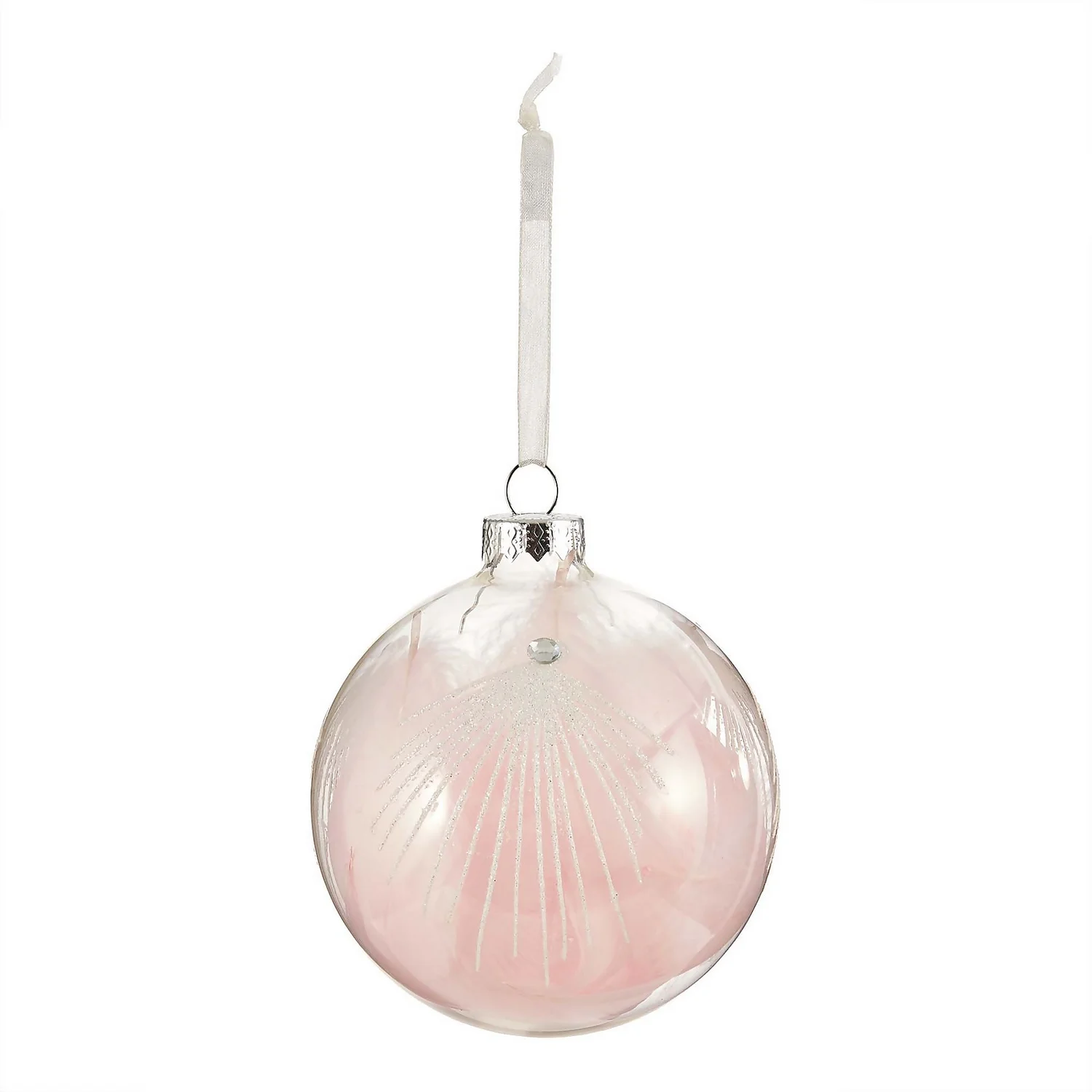 Pink Peacock Feather Glass Christmas Tree Bauble 3 Pink Peacock Feather Glass Christmas Tree Bauble