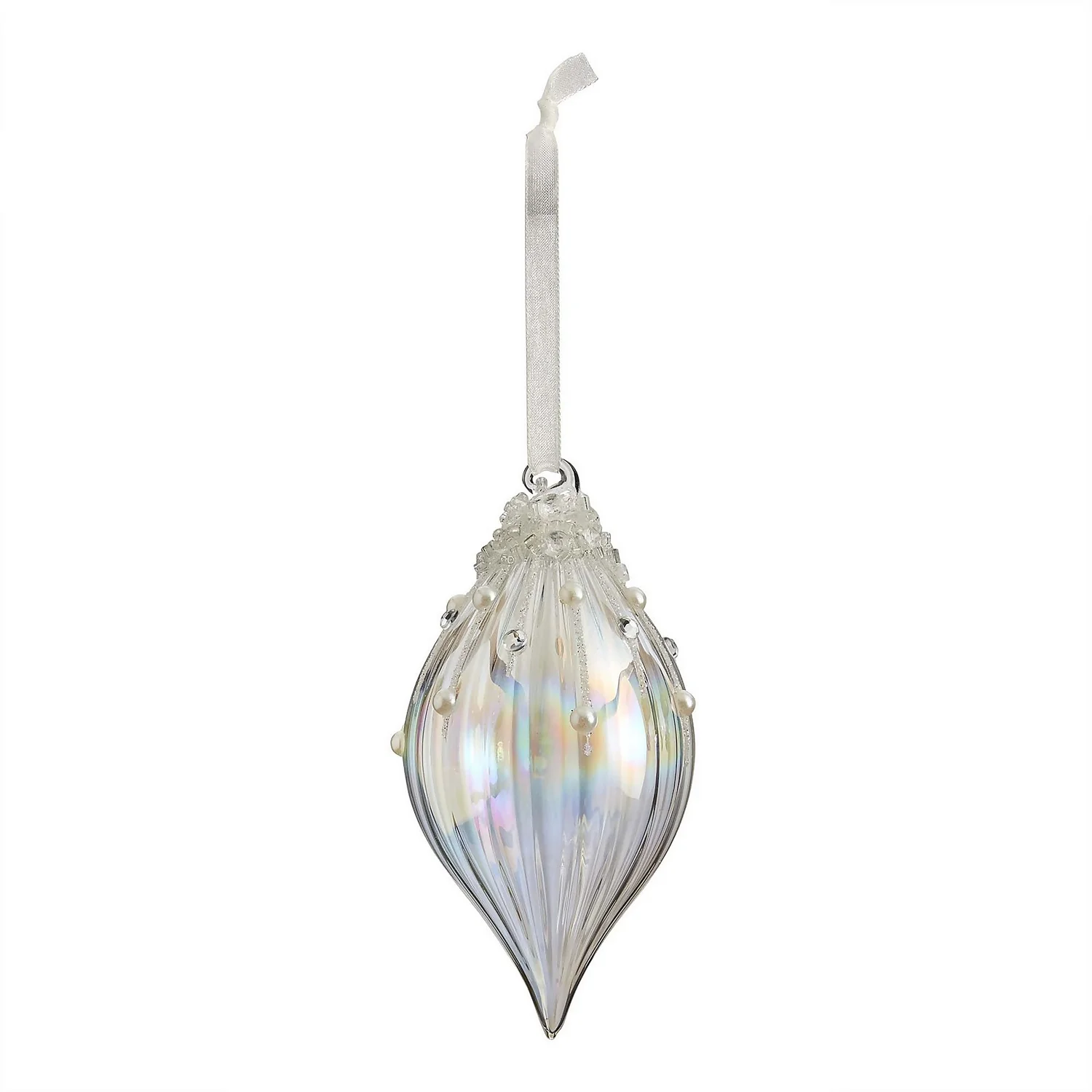Iridescent Jewels Glass Teardrop Hanging Christmas Tree Decoration 3 Iridescent Jewels Glass Teardrop Hanging Christmas Tree Decoration