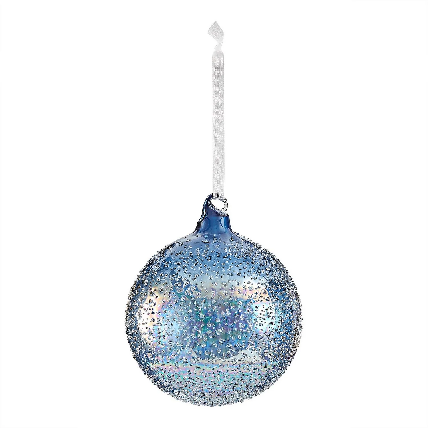 Blue Sugar Frosted Glass Christmas Tree Bauble 3 Blue Sugar Frosted Glass Christmas Tree Bauble