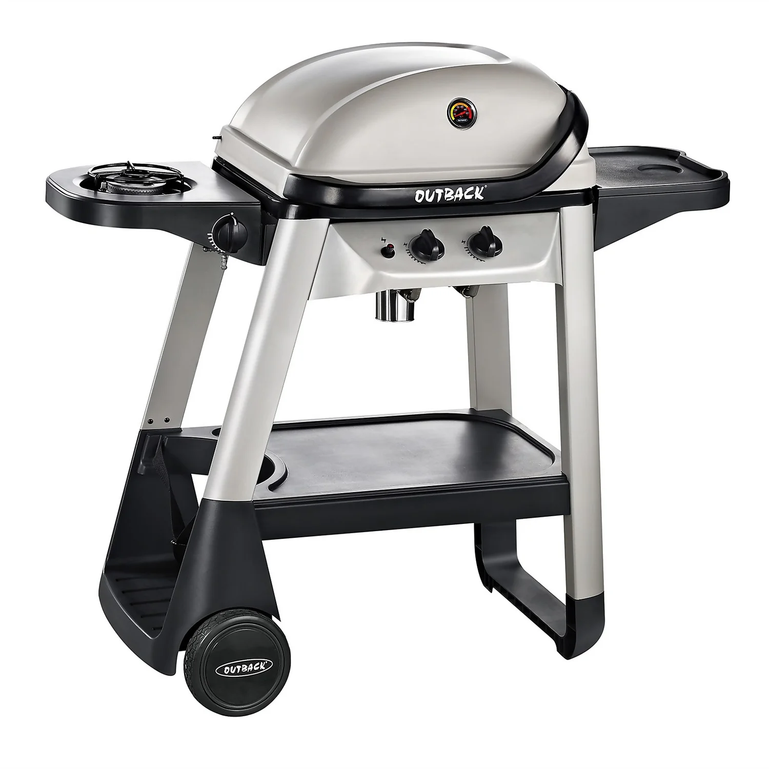 Outback Excel 2 Burner Gas BBQ - Silver & Black 3 Outback Excel 2 Burner Gas BBQ - Silver & Black
