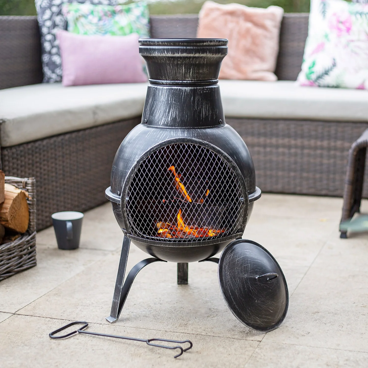 La Hacienda Clifton Steel Chiminea - Pewter 4 La Hacienda Clifton Steel Chiminea - Pewter - Image 2