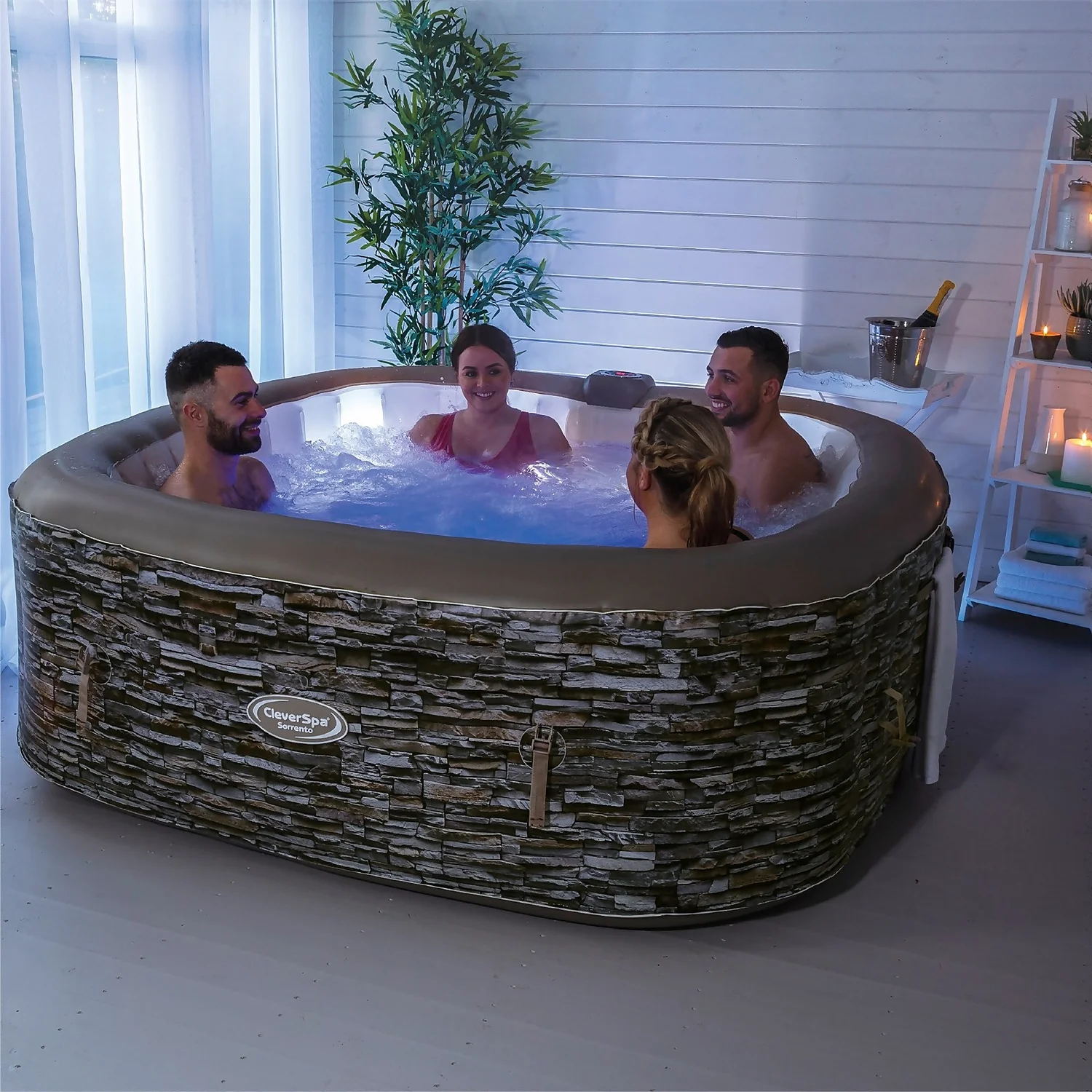 CleverSpa Sorrento 6 Person Square Hot Tub With LED Lights 3 CleverSpa Sorrento 6 Person Square Hot Tub With LED Lights