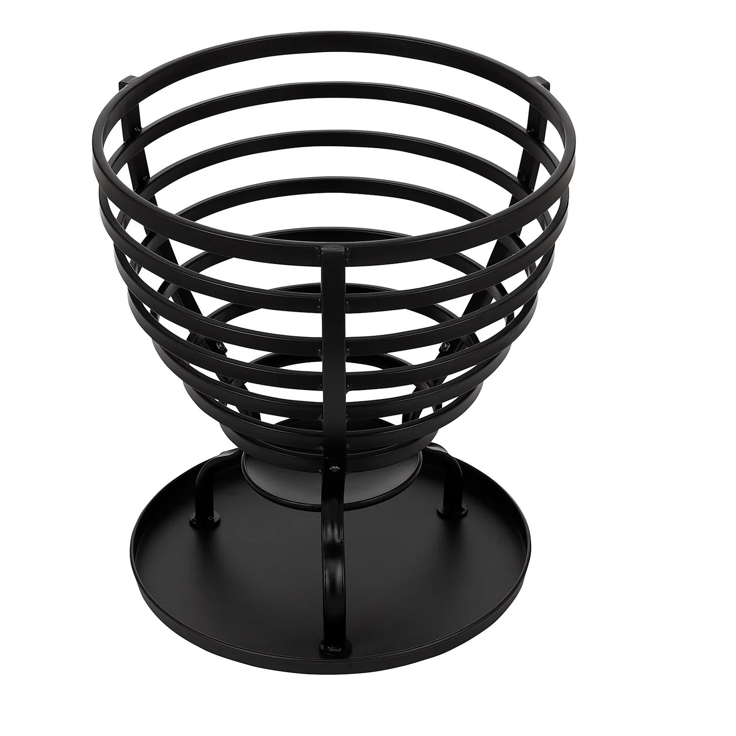 None Texas Black Painted Steel Stripe Fire Basket 5 None Texas Black Painted Steel Stripe Fire Basket - Image 3