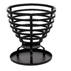 None Texas Black Painted Steel Stripe Fire Basket