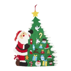 Fabric Santa And Christmas Tree Hanging Christmas Decoration