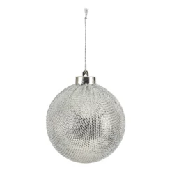 Silver Mesh-Wrapped Christmas Tree Bauble