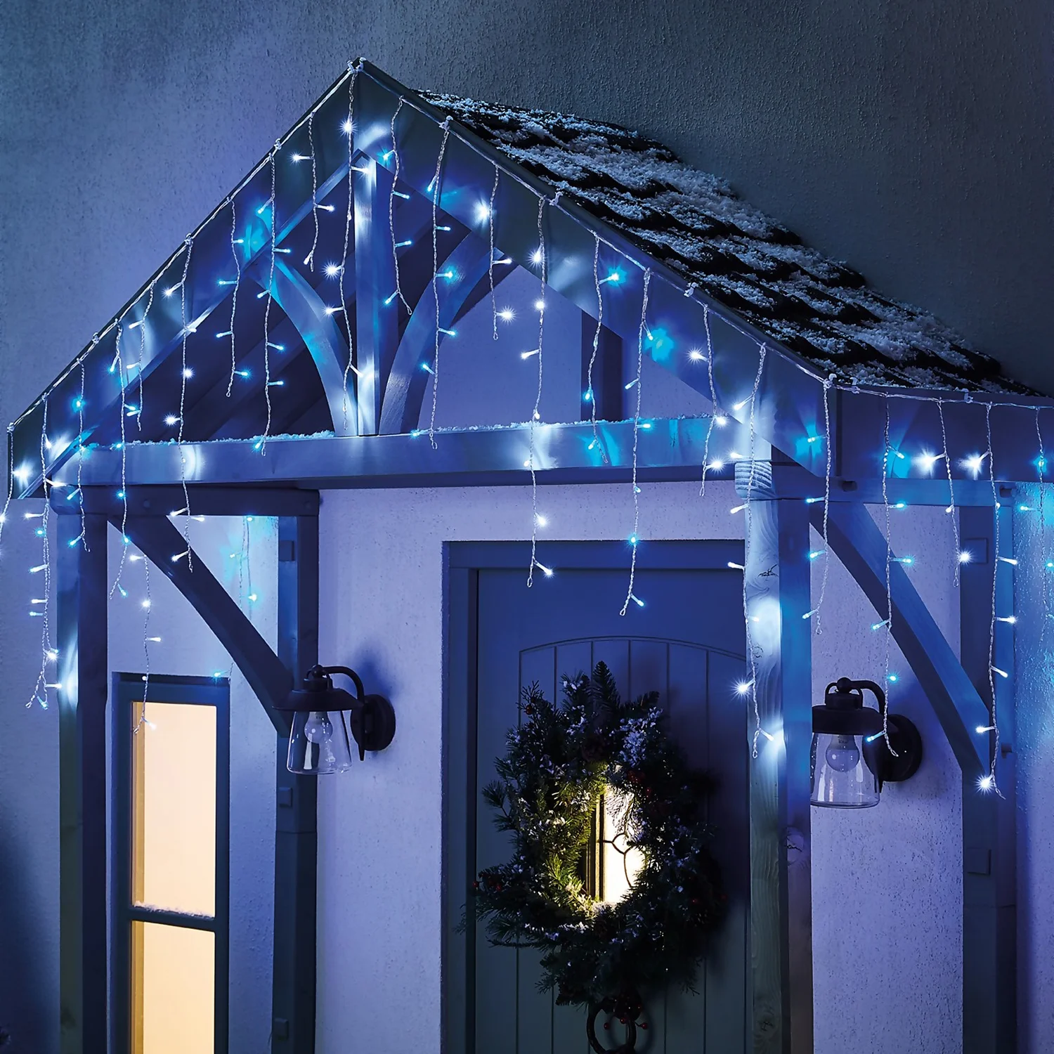 720 LED Timer Icicle String Christmas Lights - White Blue 4 720 LED Timer Icicle String Christmas Lights - White Blue - Image 2