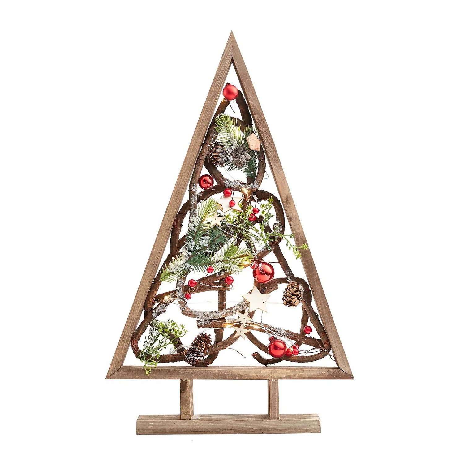 Red Berry & Willow Framed Christmas Tree With Lights - 52cm 3 Red Berry & Willow Framed Christmas Tree With Lights - 52cm