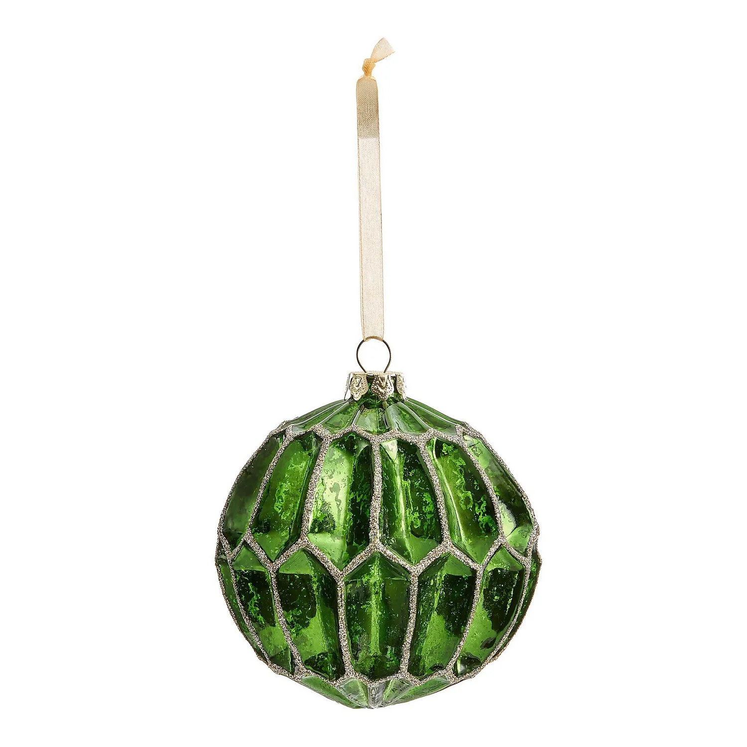 Deco Luxe Glass Christmas Tree Bauble - Green 3 Deco Luxe Glass Christmas Tree Bauble - Green