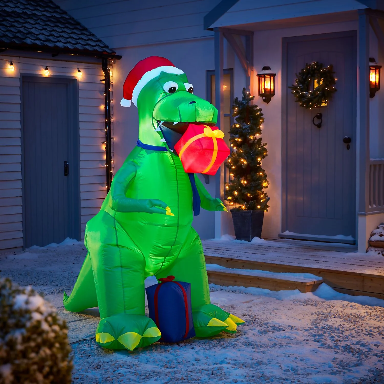 6ft Dinosaur With Gift Christmas Inflatable 3 6ft Dinosaur With Gift Christmas Inflatable