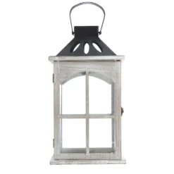 Wooden And Iron Christmas Lantern - 37.5cm