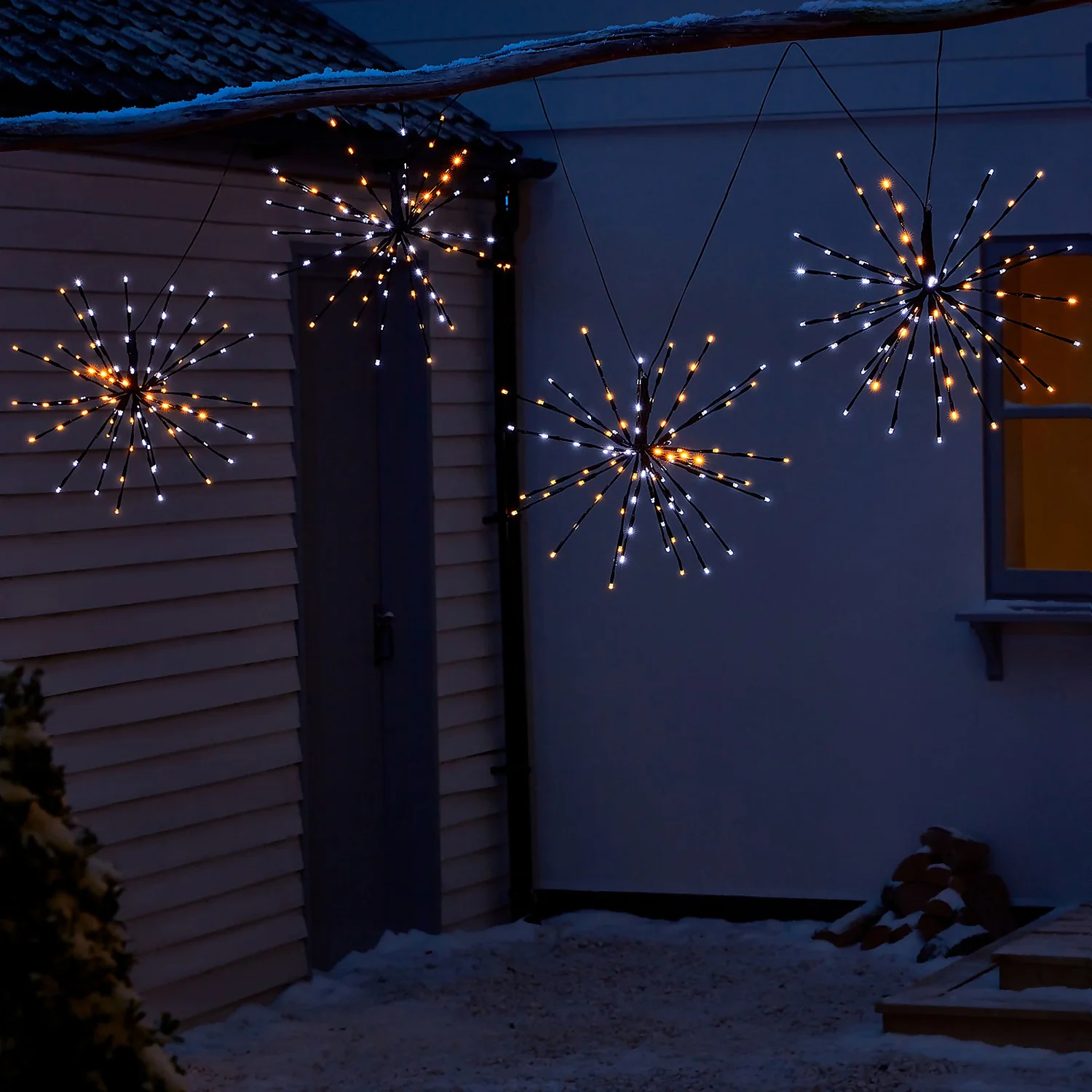 Black North Star LED Outdoor Christmas String Lights - Set Of 4 3 Black North Star LED Outdoor Christmas String Lights - Set Of 4