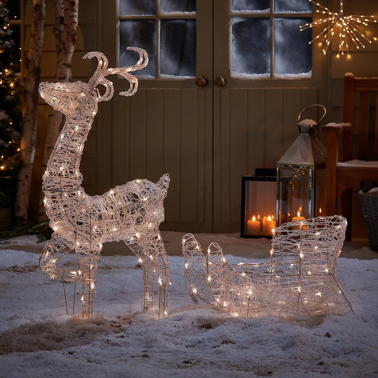 Acrylic 3D LED Reindeer & Sleigh 3-in-1 Outdoor Christmas Light - Warm & Cool White 5 Acrylic 3D LED Reindeer & Sleigh 3-in-1 Outdoor Christmas Light - Warm & Cool White - Image 3