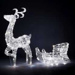 Acrylic 3D LED Reindeer & Sleigh 3-in-1 Outdoor Christmas Light - Warm & Cool White 11 Acrylic 3D LED Reindeer & Sleigh 3-in-1 Outdoor Christmas Light - Warm & Cool White -NON Outdoor Shop 13695726 2324982767536957