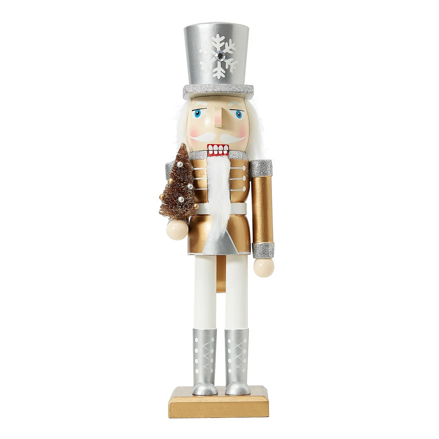 Gold Wooden Nutcracker Figure Christmas Decoration - 36cm 3 Gold Wooden Nutcracker Figure Christmas Decoration - 36cm