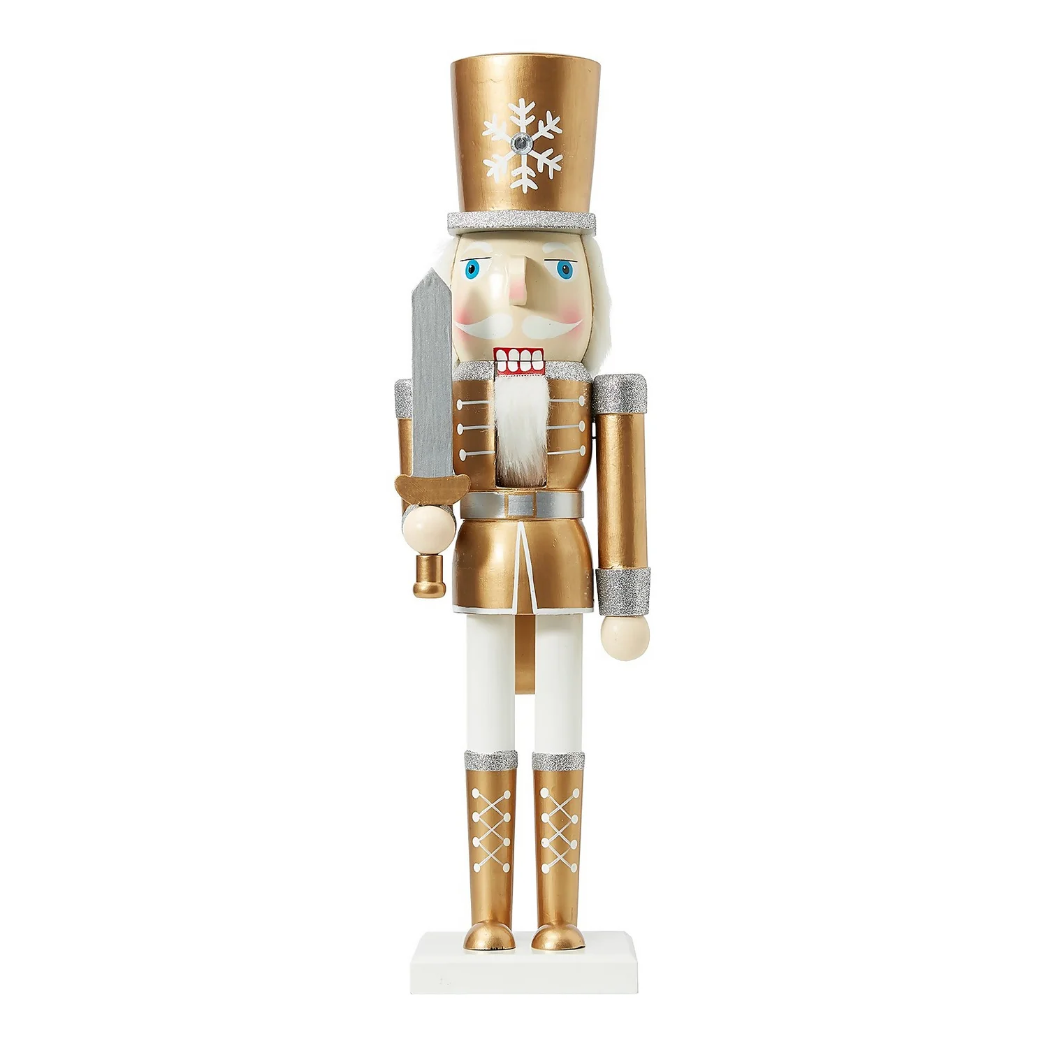 Gold Wooden Nutcracker Figure Christmas Decoration - 50cm 3 Gold Wooden Nutcracker Figure Christmas Decoration - 50cm