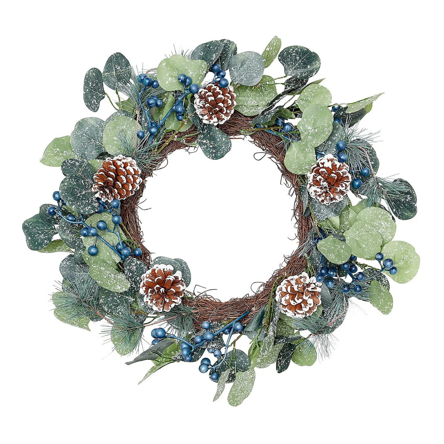 Frosted Blue Berry & Pinecone Christmas Wreath - 50cm 3 Frosted Blue Berry & Pinecone Christmas Wreath - 50cm