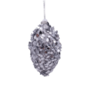 Silver Mirror Pearl Teardrop Christmas Tree Bauble - 80mm