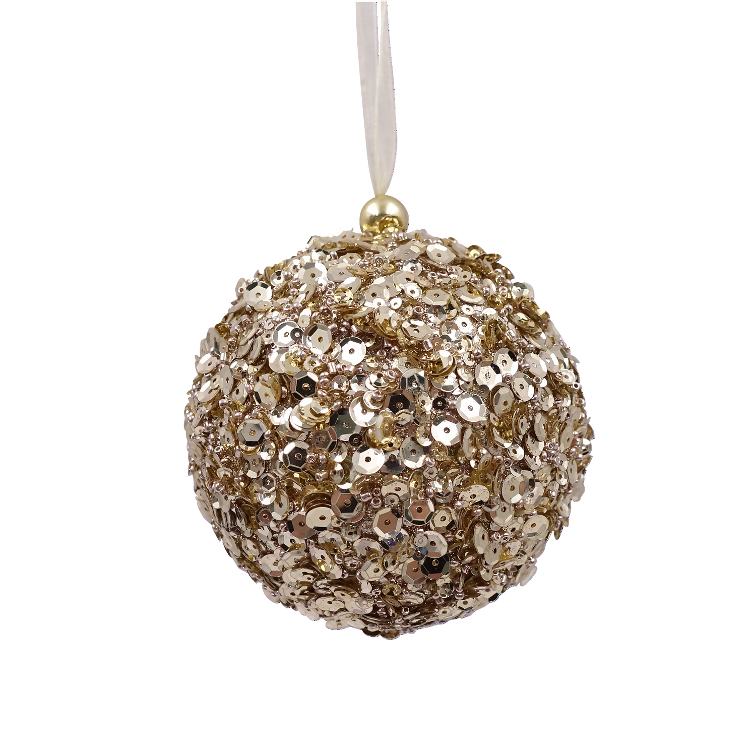 Gold Sequin Bauble Christmas Tree Bauble - 100mm 3 Gold Sequin Bauble Christmas Tree Bauble - 100mm