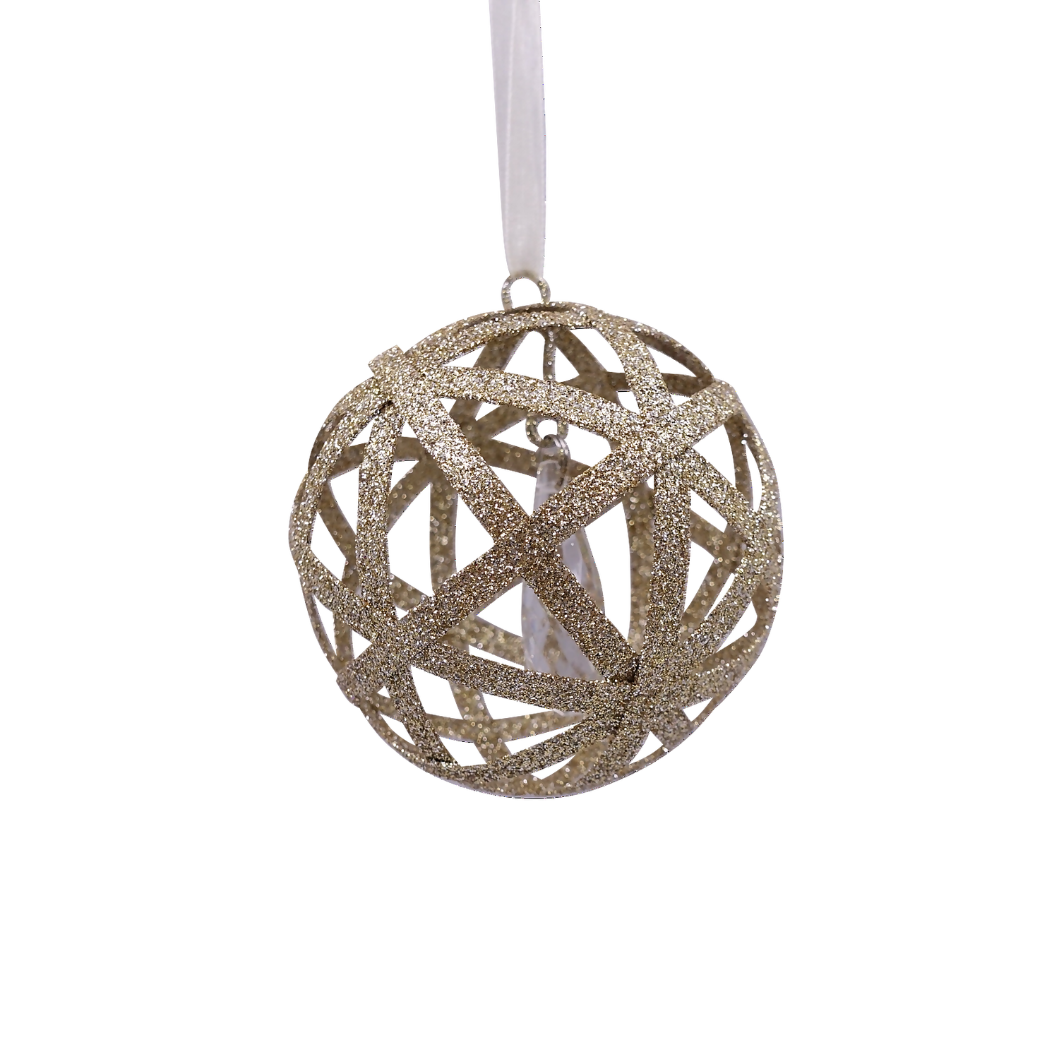 Gold 3D Cage With Gem Christmas Tree Bauble 3 Gold 3D Cage With Gem Christmas Tree Bauble