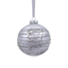 Silver Lines Beaded Stripe Glass Christmas Tree Bauble - 90mm 2 Silver Lines Beaded Stripe Glass Christmas Tree Bauble - 90mm -NON Outdoor Shop 13700374 1864984497619416
