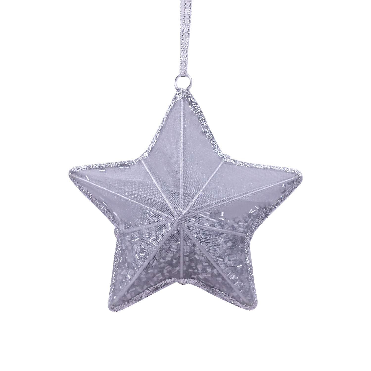 Silver Mesh Sequin Star Christmas Tree Decoration 3 Silver Mesh Sequin Star Christmas Tree Decoration