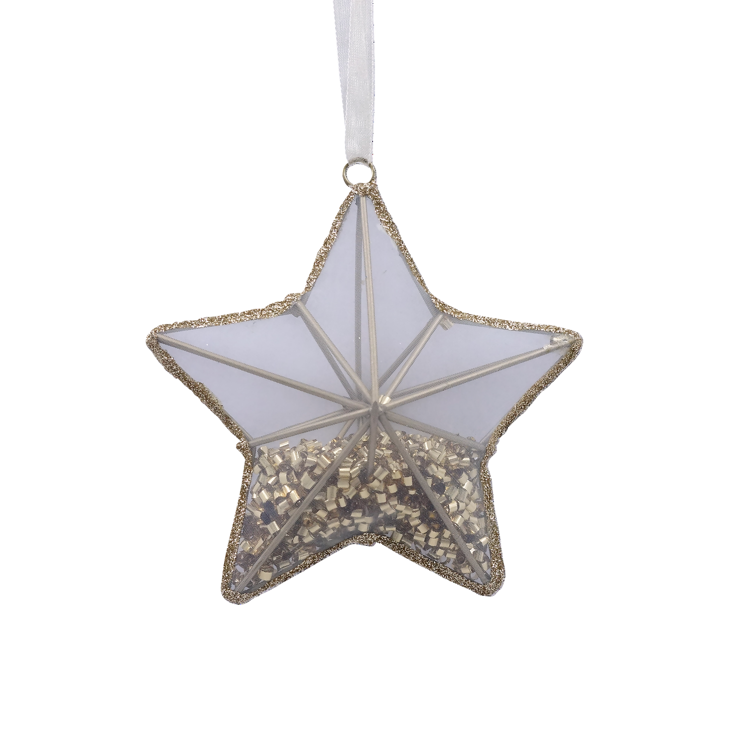 Gold Mesh Sequin Star Christmas Tree Decoration 3 Gold Mesh Sequin Star Christmas Tree Decoration