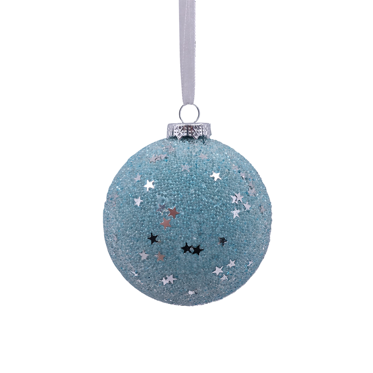 Duck Egg Beaded Shatterproof Christmas Tree Bauble - 90mm 3 Duck Egg Beaded Shatterproof Christmas Tree Bauble - 90mm