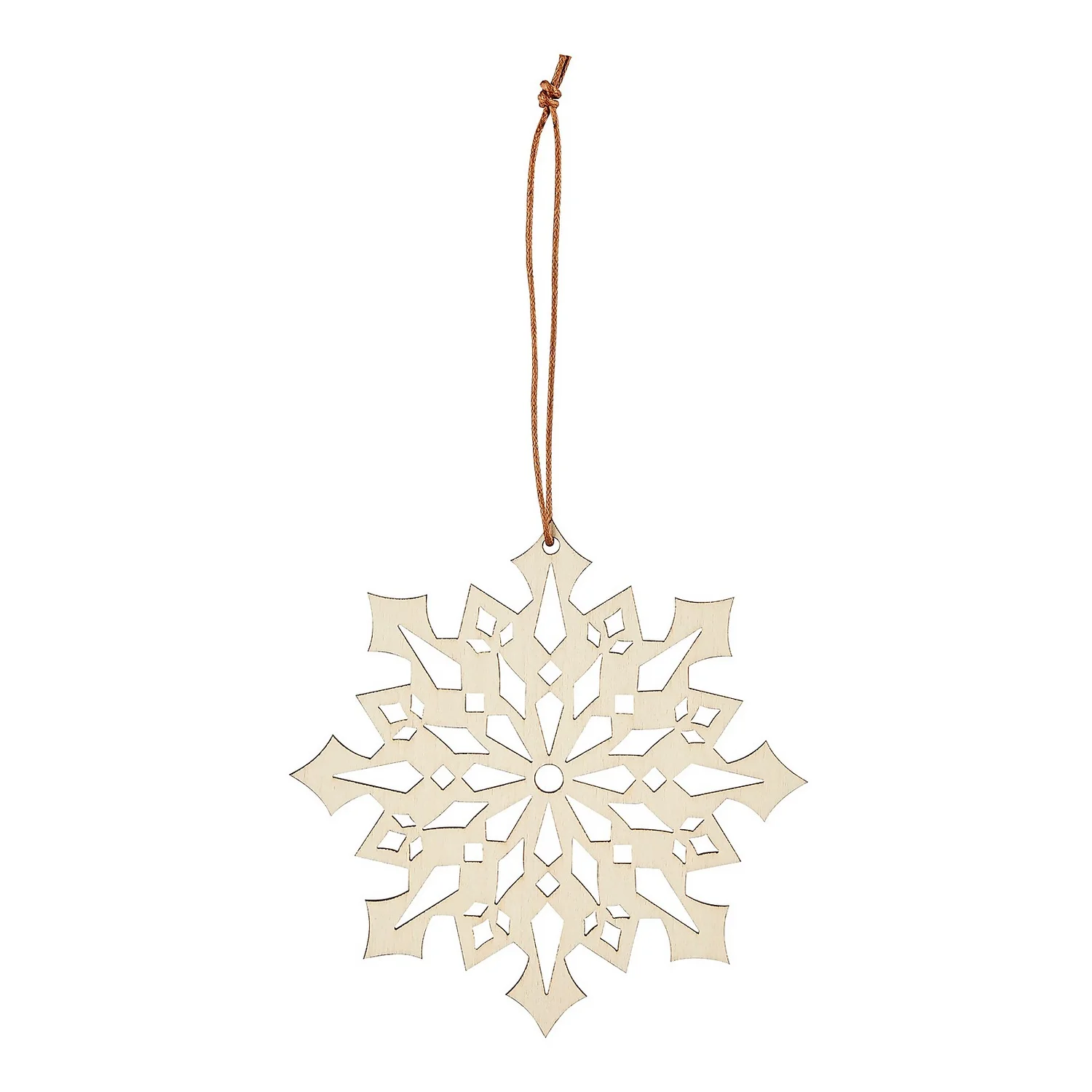Wooden Snowflake Christmas Tree Decorations - Pack Of 6 3 Wooden Snowflake Christmas Tree Decorations - Pack Of 6