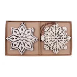 Wooden Snowflake Christmas Tree Decorations - Pack Of 6 7 Wooden Snowflake Christmas Tree Decorations - Pack Of 6 -NON Outdoor Shop 13700407 2534997274822111
