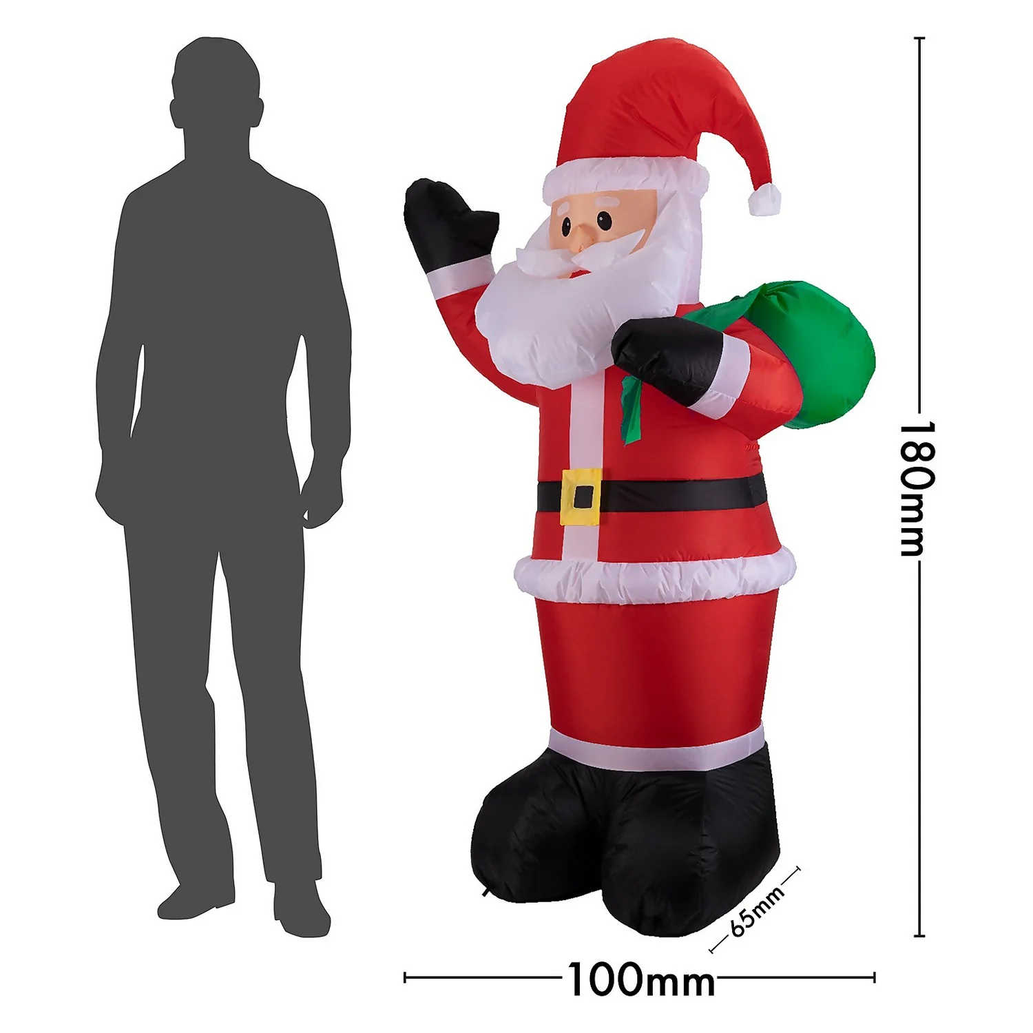 6ft Santa With Sack Christmas Inflatable 9 6ft Santa With Sack Christmas Inflatable - Image 7