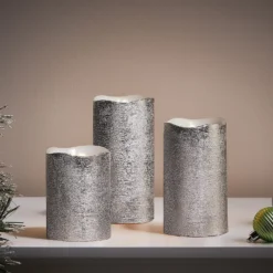 3 LED Christmas Pillar Candles - Silver (Battery Operated) 8 3 LED Christmas Pillar Candles - Silver (Battery Operated) -NON Outdoor Shop 13700644 1674966107779778