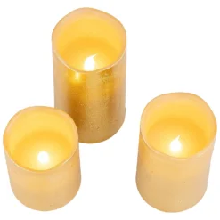 3 LED Christmas Pillar Candles - Gold (Battery Operated) 10 3 LED Christmas Pillar Candles - Gold (Battery Operated) -NON Outdoor Shop 13700645 1254966107575904