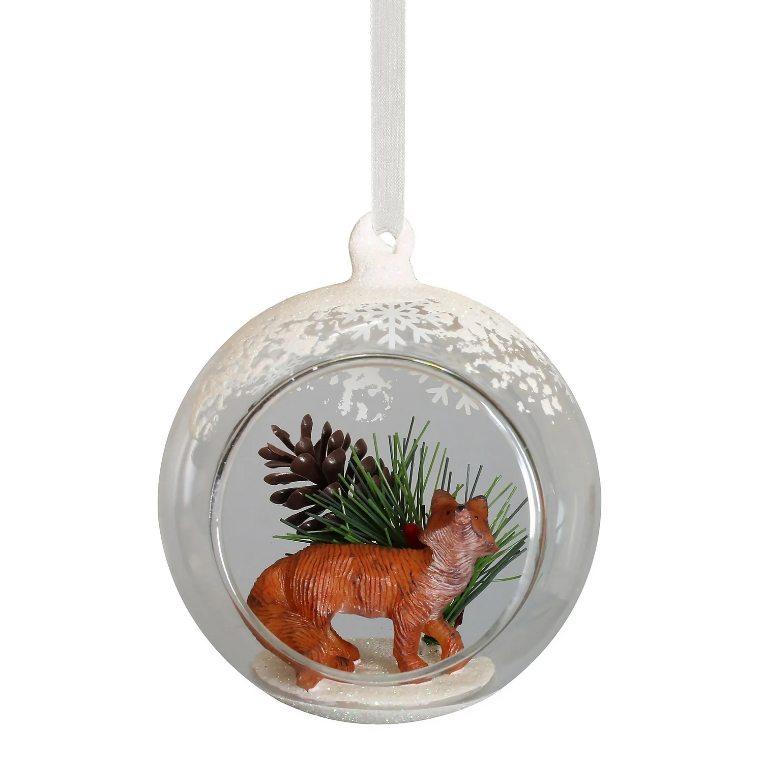 Fox Open Front Glass Christmas Tree Bauble - 90mm 3 Fox Open Front Glass Christmas Tree Bauble - 90mm