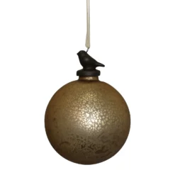Mottled Gold Glass Christmas Tree Bauble - 90mm