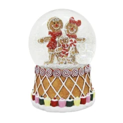 Musical Gingerbread Family Christmas Snow Globe