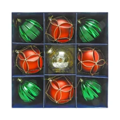 Country Gathering 100mm Christmas Tree Baubles Pack Of 9