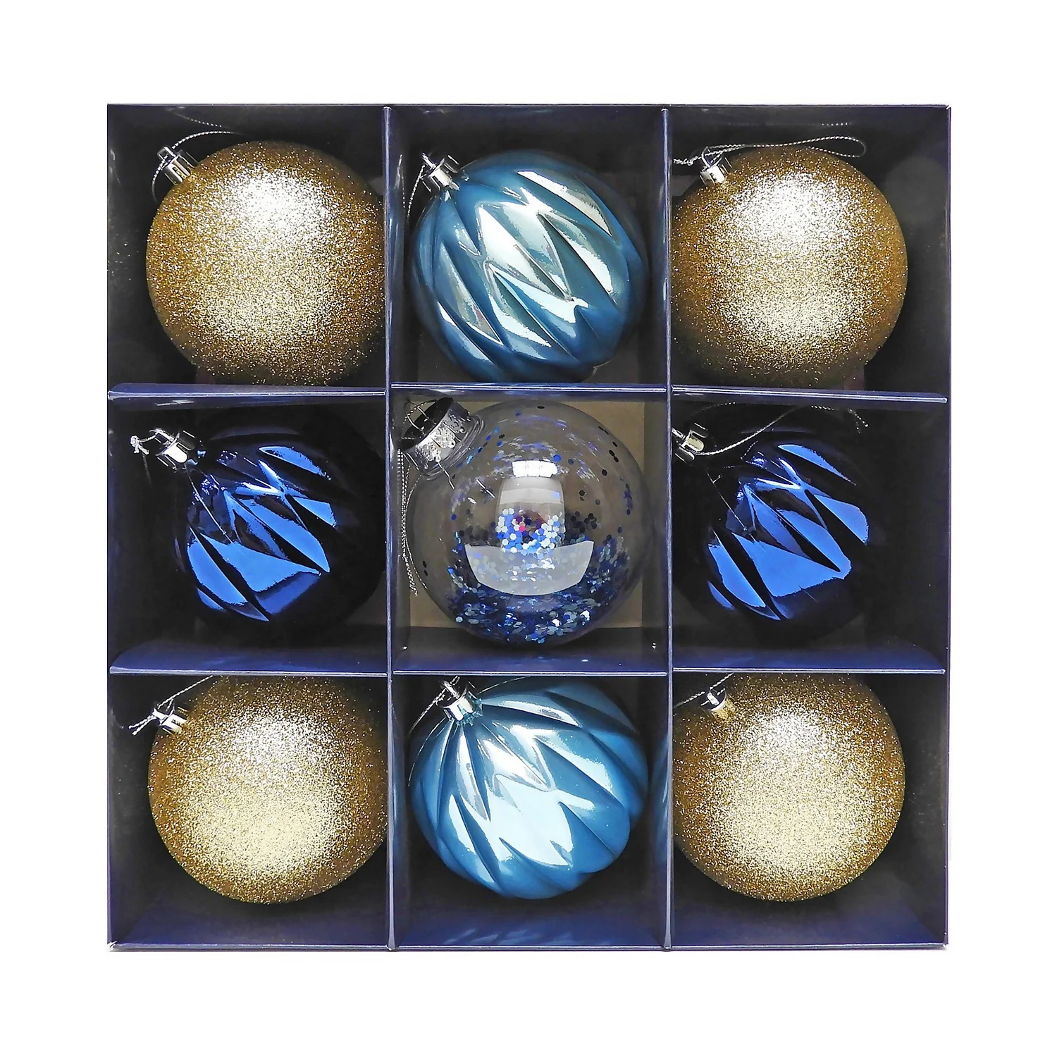 Party Nights 100mm Christmas Tree Baubles - Pack Of 9 3 Party Nights 100mm Christmas Tree Baubles - Pack Of 9