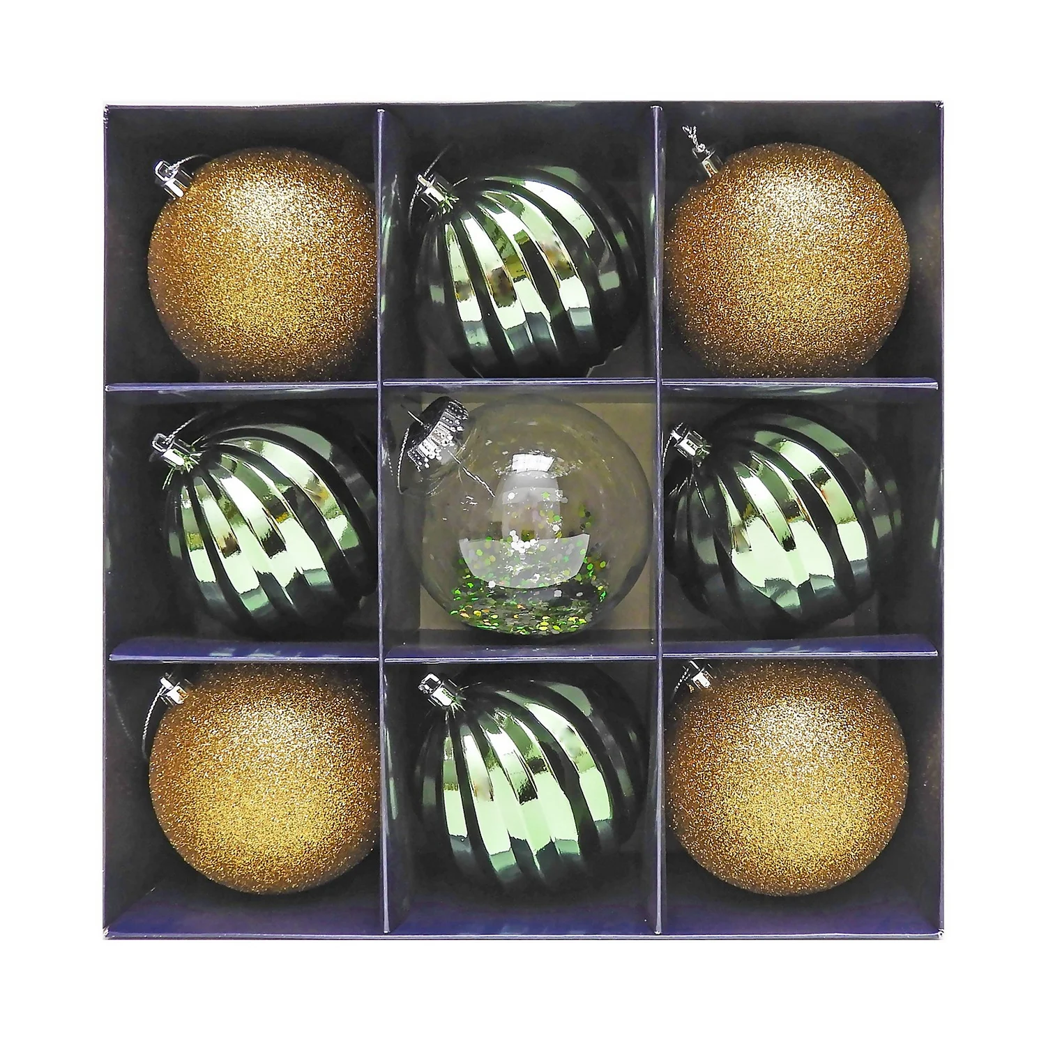Refined Nature 100mm Christmas Tree Baubles - Pack Of 9 3 Refined Nature 100mm Christmas Tree Baubles - Pack Of 9