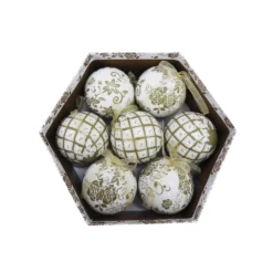 Gold & White Decoupage Tree Decoration Bauble Pack -NON Outdoor Shop 13714949 1654986367459923