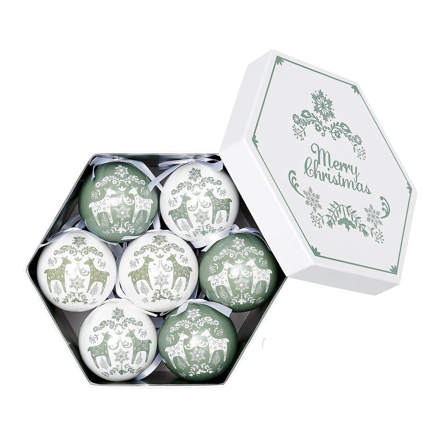 Reindeer Decoupage Christmas Tree Bauble Pack 3 Reindeer Decoupage Christmas Tree Bauble Pack