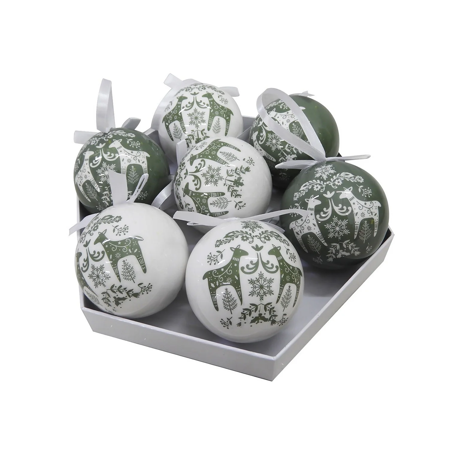 Reindeer Decoupage Christmas Tree Bauble Pack 4 Reindeer Decoupage Christmas Tree Bauble Pack - Image 2